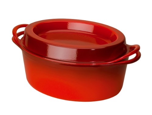 Le Creuset Doufeu Oval 35 cm, Gusseisen, 35,5 x 20 x 47 cm, kirschrot